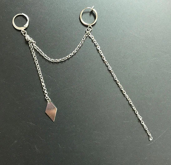 BTS V Kim Tae-hyung Tassel silver cartilage clip on earrings