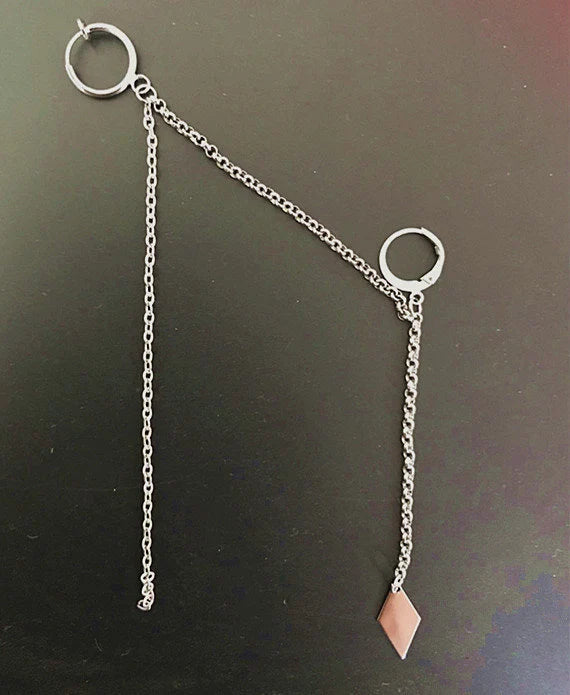 BTS V Kim Tae-hyung Tassel silver cartilage clip on earrings
