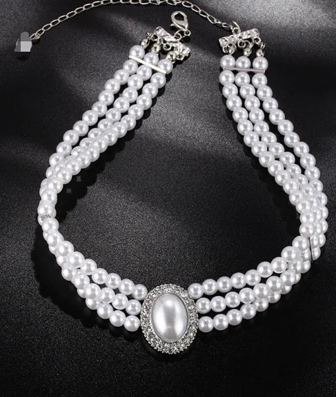 Blackpink Jennie silver rhinestoned Pearl layered choker necklace dupe