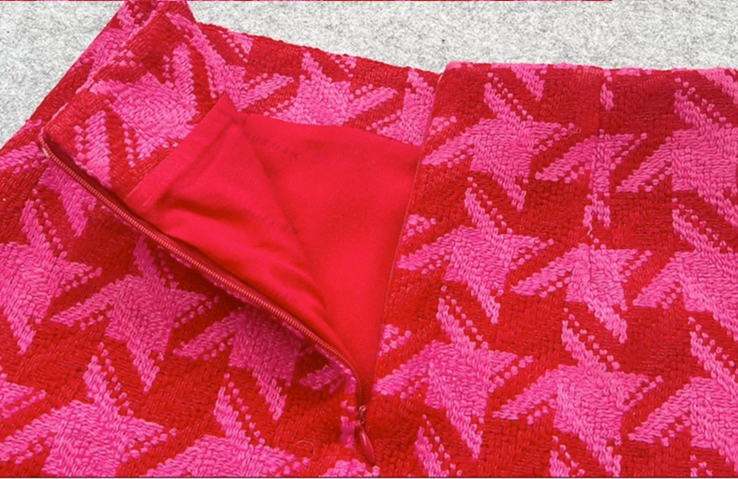 Rose Concert Tour faux leather top & pink houndstooth skirt set costume/dupe