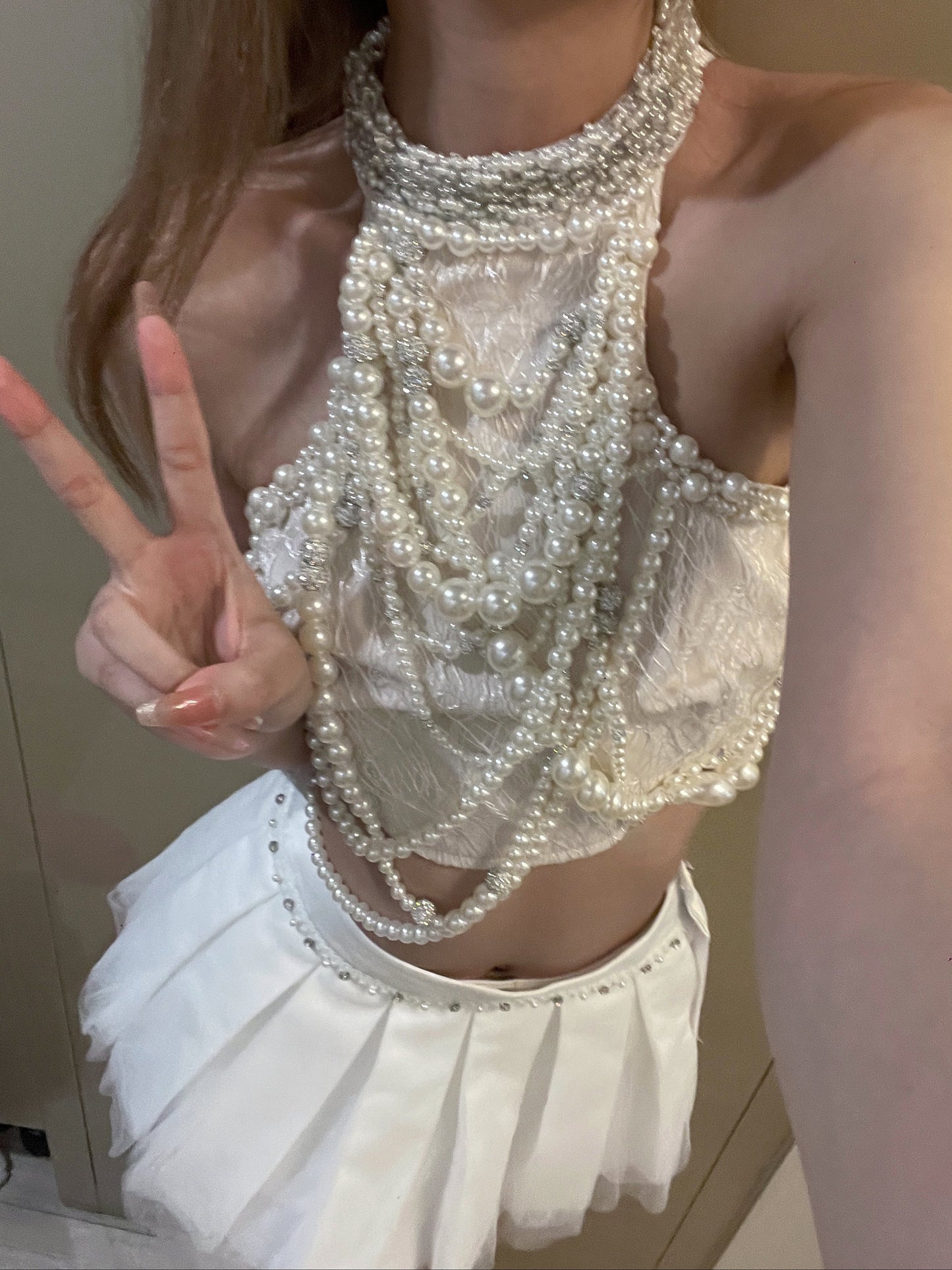 Custom Kpop Blackpink Jennie Coachella Pearl 3 piece set stage outfit/dupe/costume