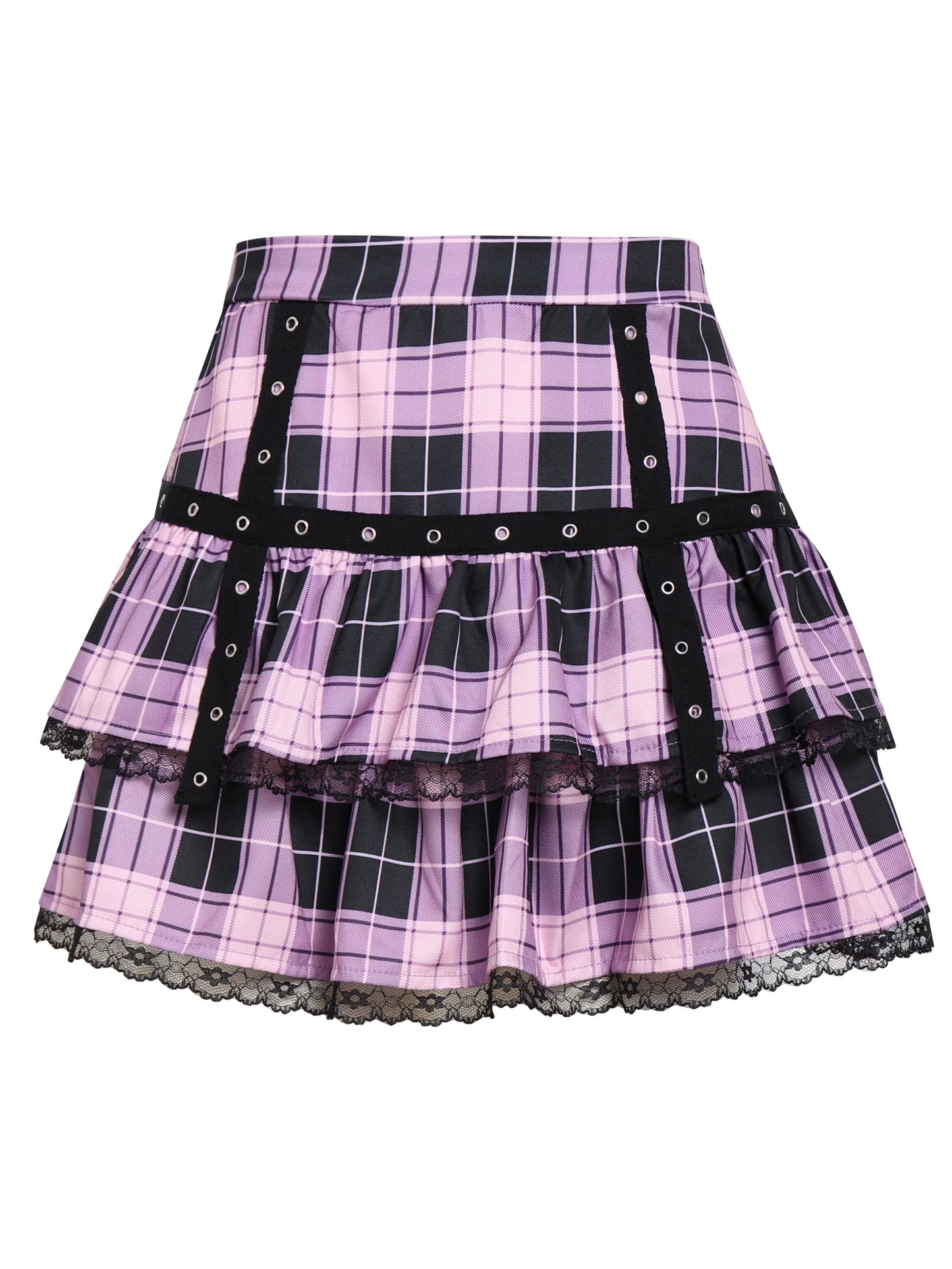 Custom Kpop Aespa NingNing purple plaid black lace y2k skirt dupe/costume/stage outfit