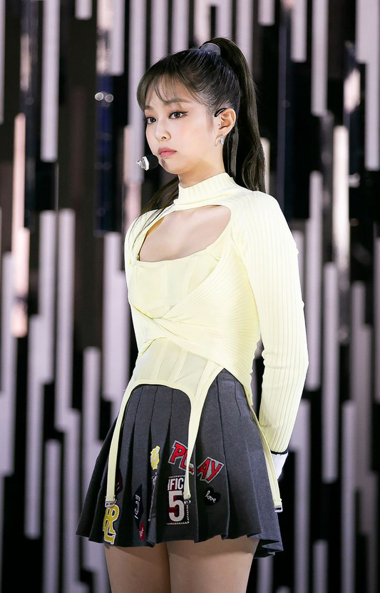Blackpink Jennie Pretty Savage yellow 2 piece top