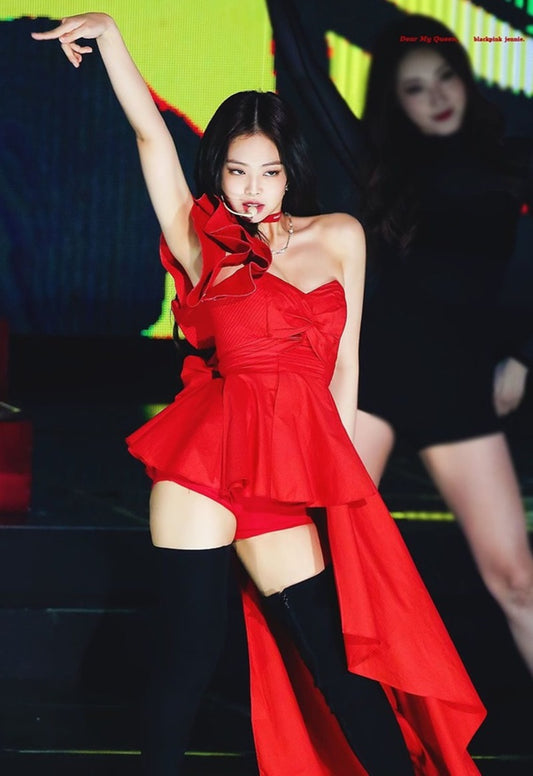 Blackpink Jennie solo red dress set