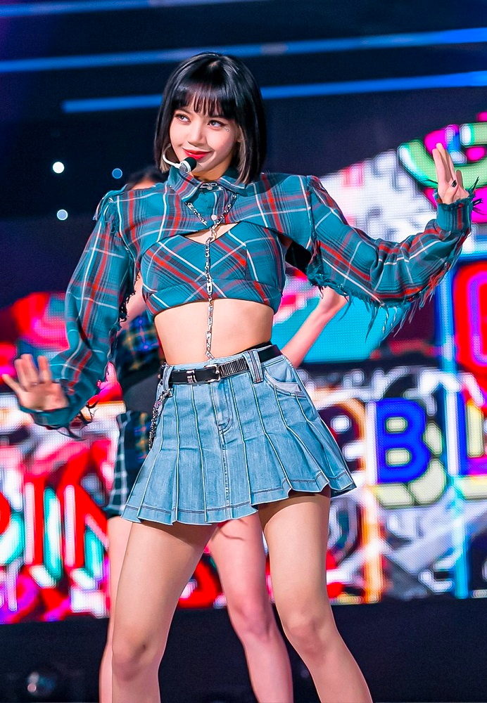 Blackpink Lisa Green Plaid Denim set